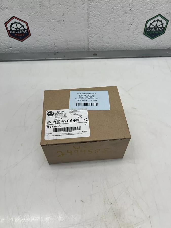 New - open box Allen Bradley 592-1EFCC E100 Overload Relay