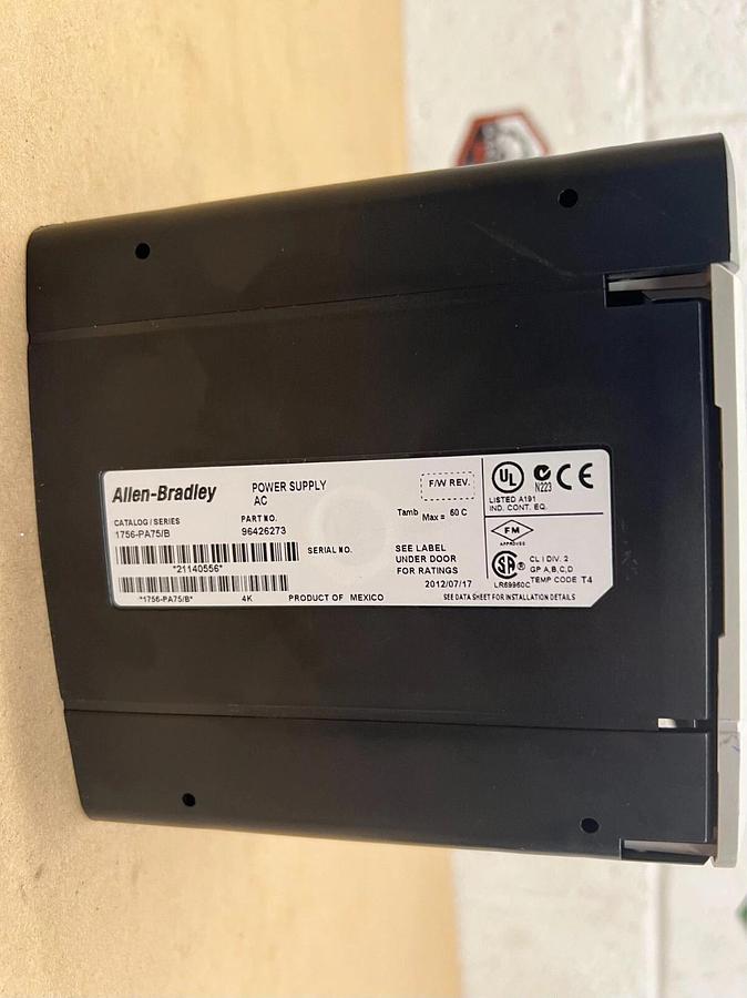 Used Allen Bradley 1756-PA75/B AC Power Supply, 10 Slot Chassis