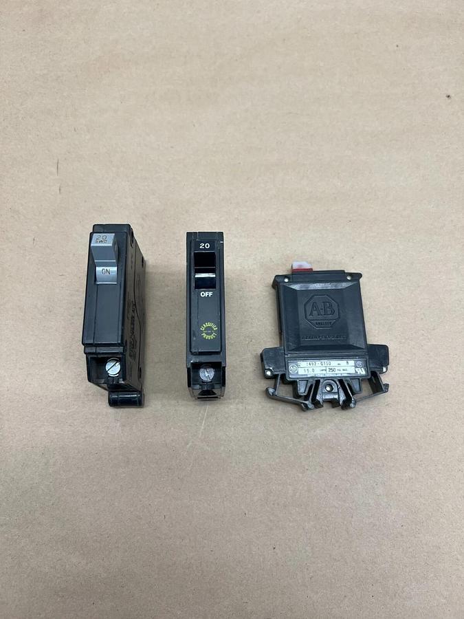 Used Lot of (3) Circuit Breakers - Allen Bradley, Cutler Hammer, Underwriters Lab Inc