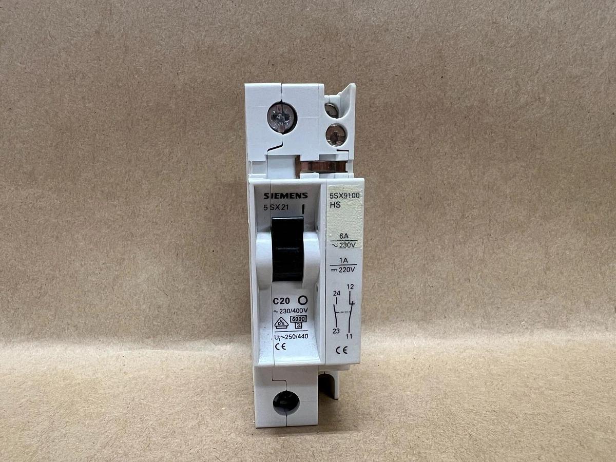 Used Siemens 5SX21 C20, 230/400V, Circuit Breaker - Lot of 6