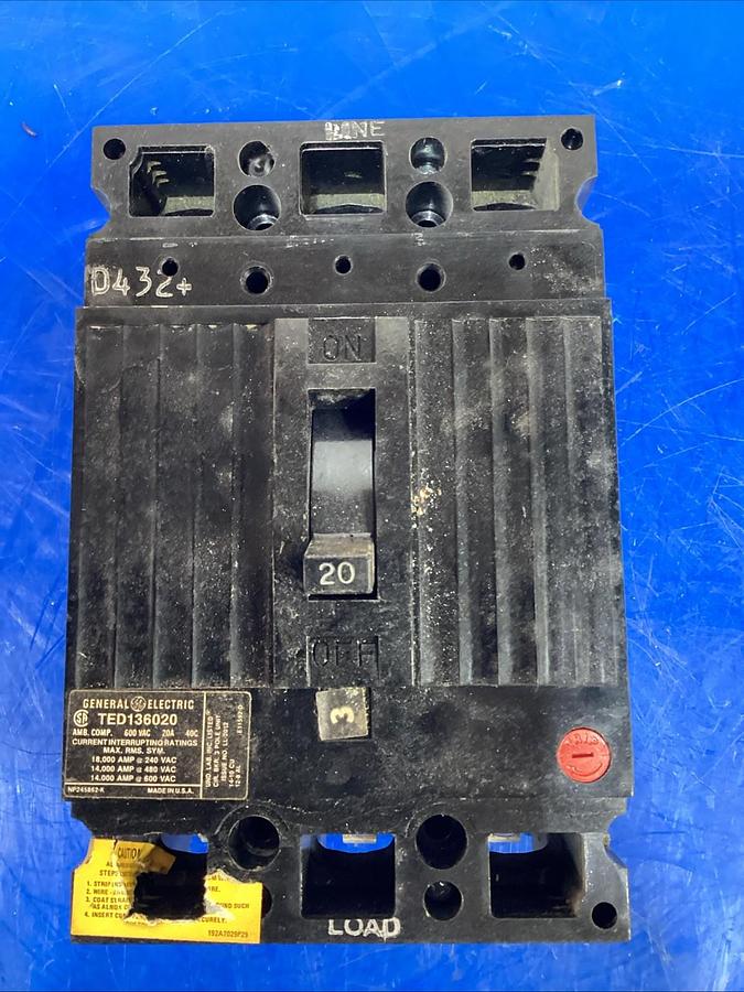 Used General Electric TED134070 70A 3 Pole Circuit Breaker