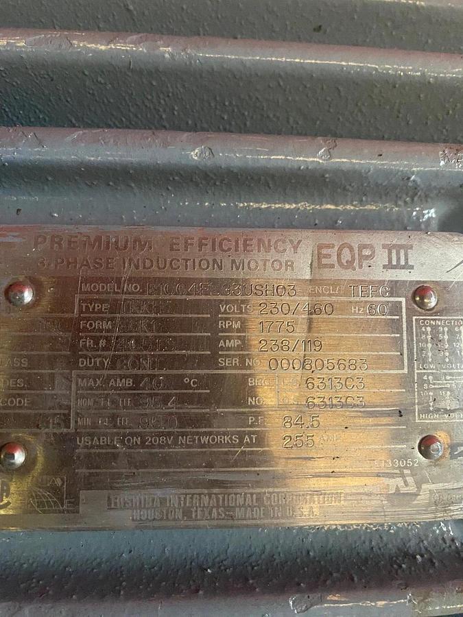 Used 3 Stage Hydraulic Pump Manifold w/ Toshiba Motor 100HP, 1775 RPM, 4 Pole