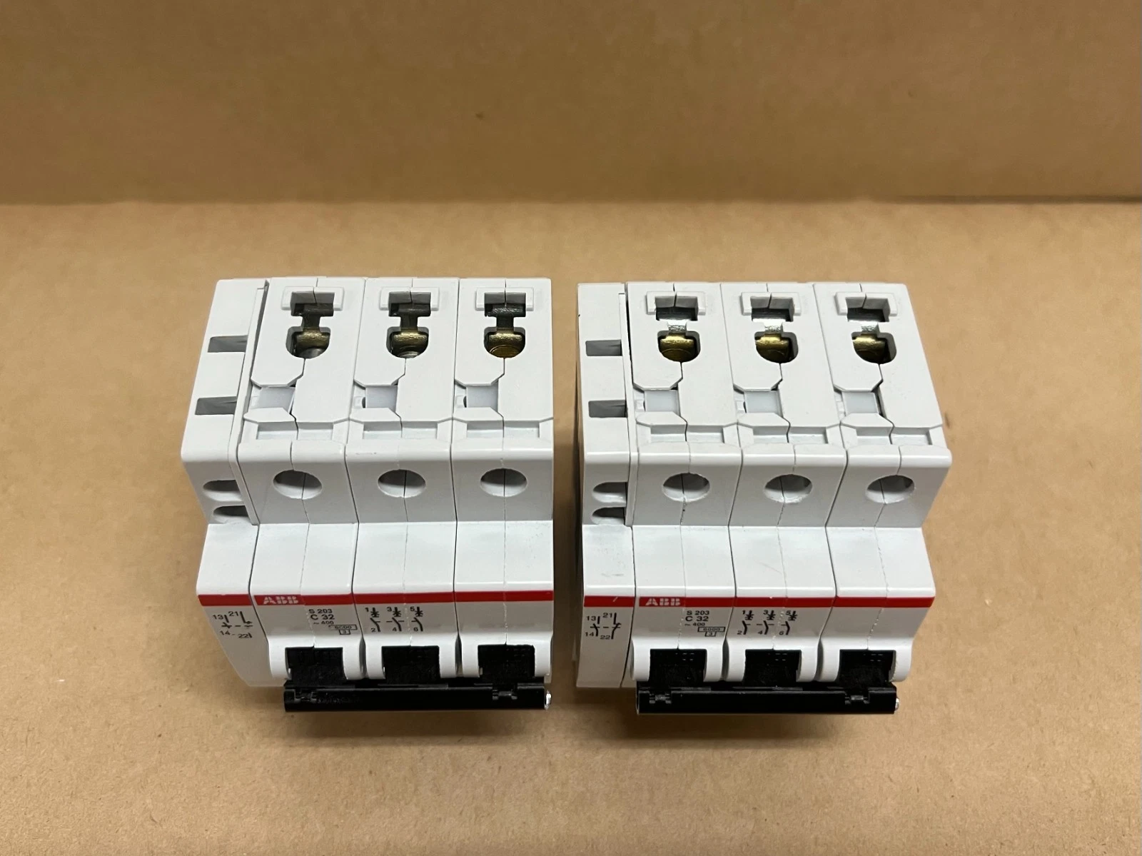 Used ABB S203-C32 3 Pole, 32A Miniature Circuit Breakers - Lot of 2
