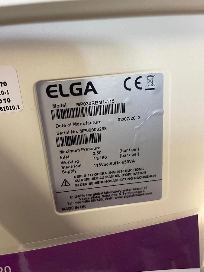 Used ELGA MP030RBM1-115 Medica Pro Water Purification System