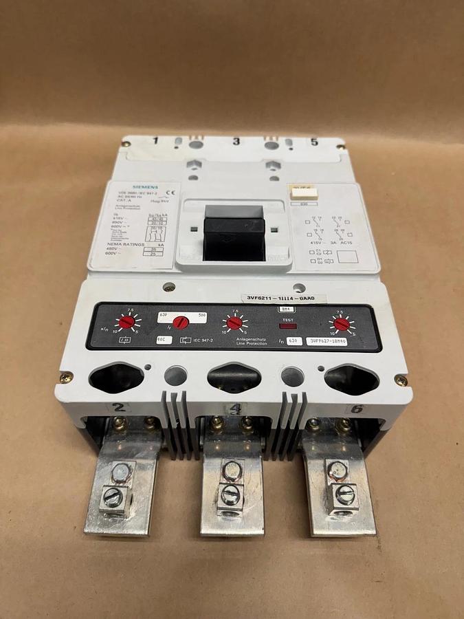 Used Siemens 3VF6211-1BM44-0AA0 Molded Case Circuit Breaker 500-630A *Repaired Casing