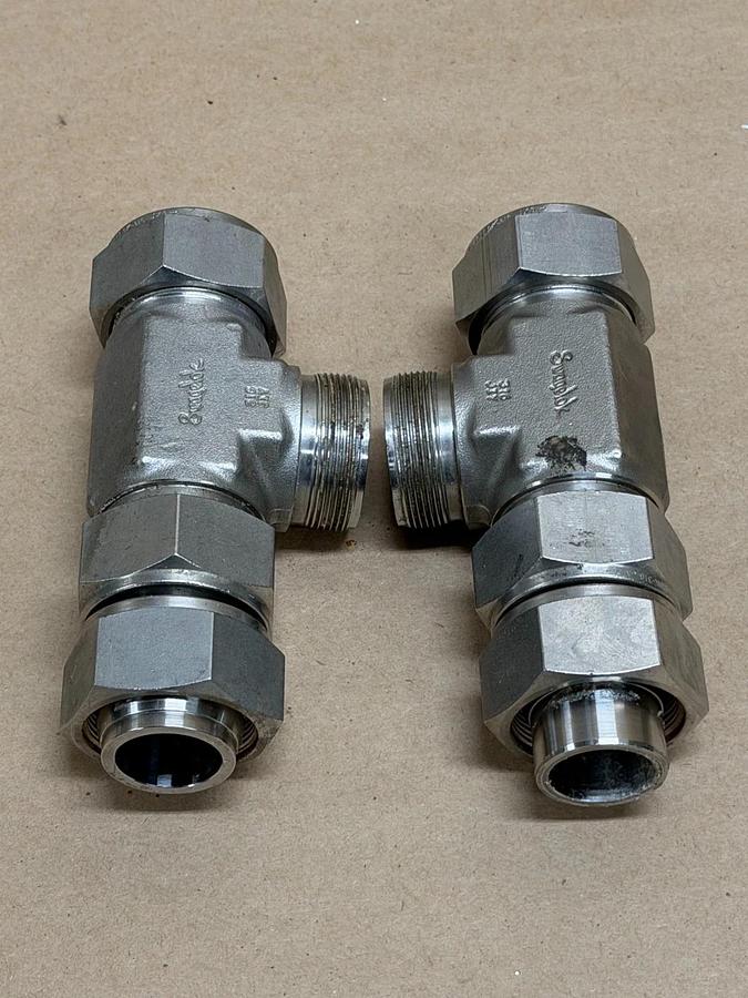 Used Swagelok SS-1610-3TTM 1”x1”x1” NPT Branch T - Lot of 2