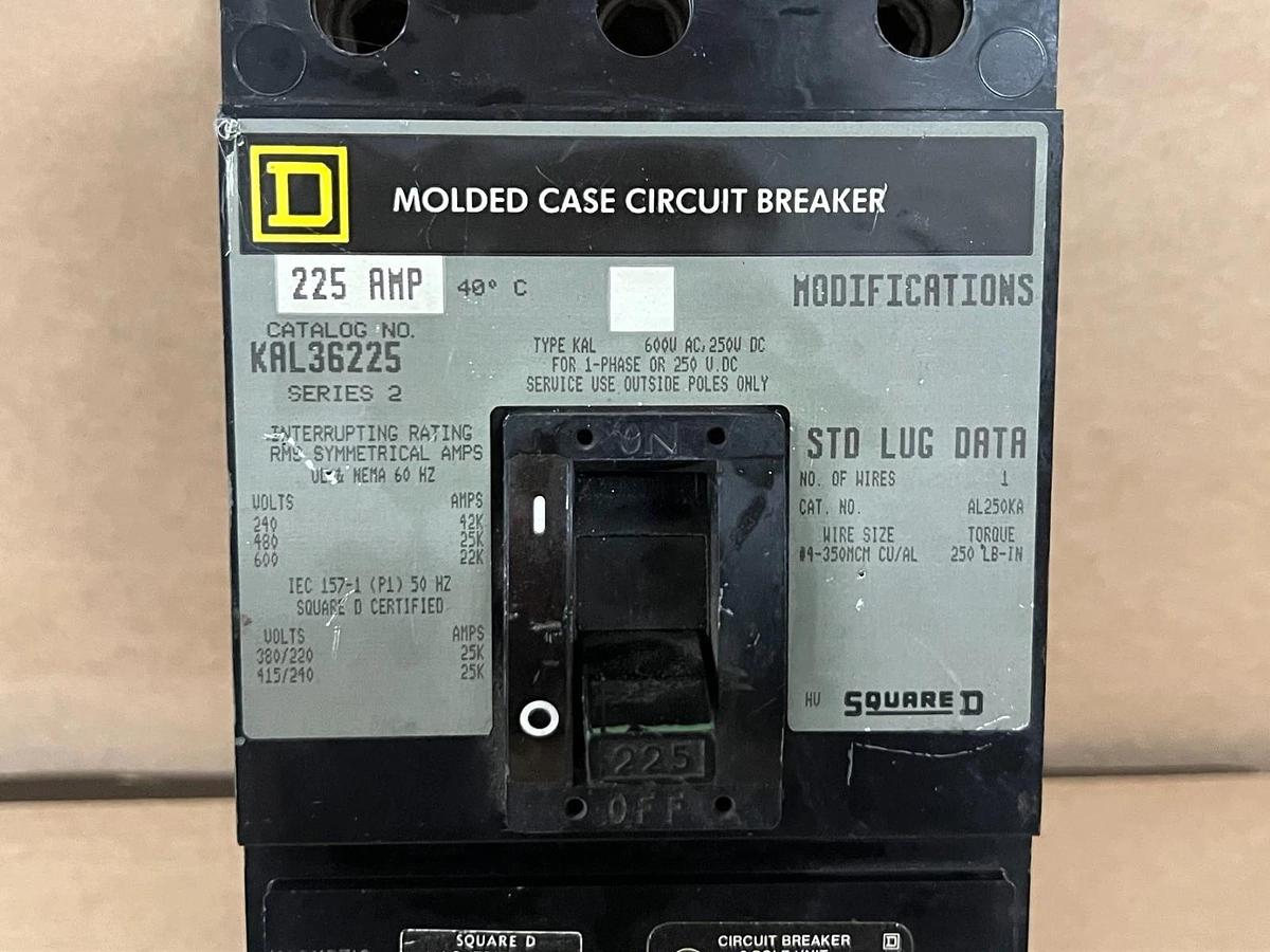 Used Square D KAL36225 225A, 600V Molded Case Circuit Breaker
