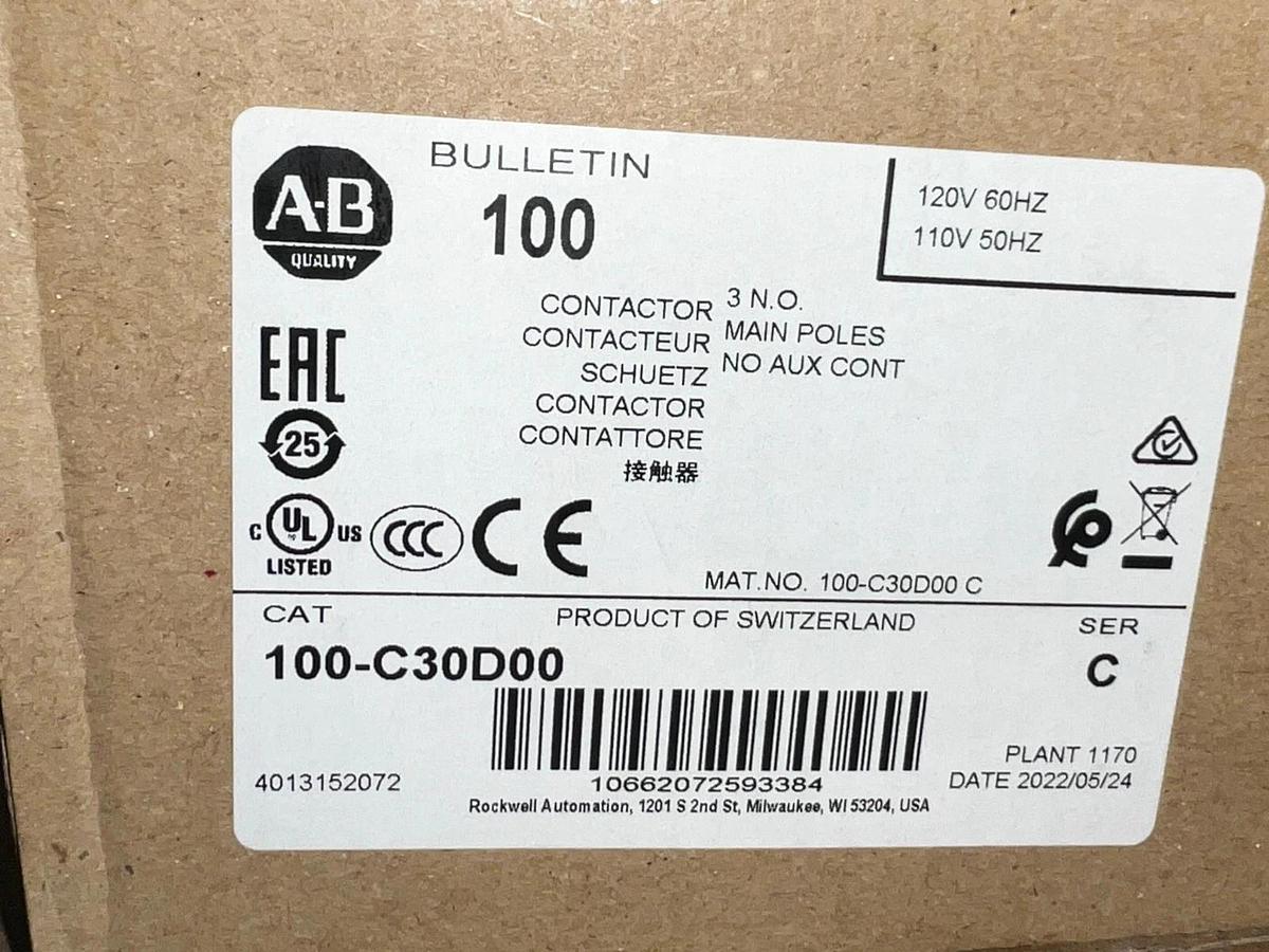 Used Allen Bradley 100-C30D00 Contactor 3 Poles 100-C30*00 *NEW*