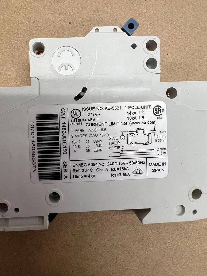 Used Allen Bradley 1489-A1C150 Circuit Breaker