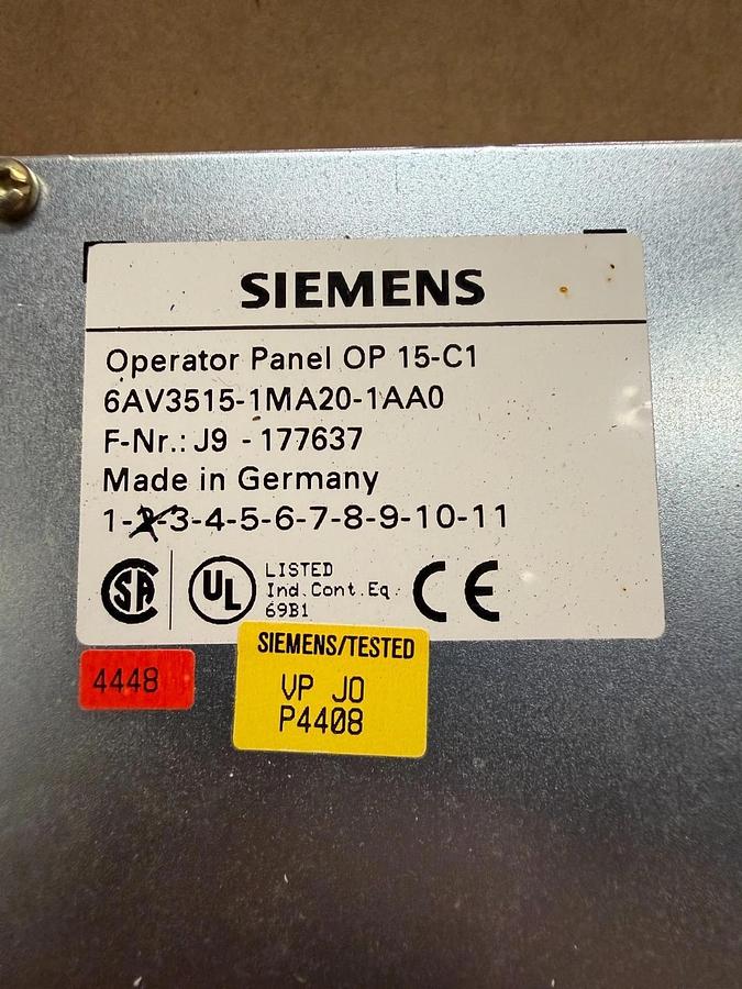 Used Siemens 6AV3515-1MA20-1AA0 Operator Panel - PARTS ONLY