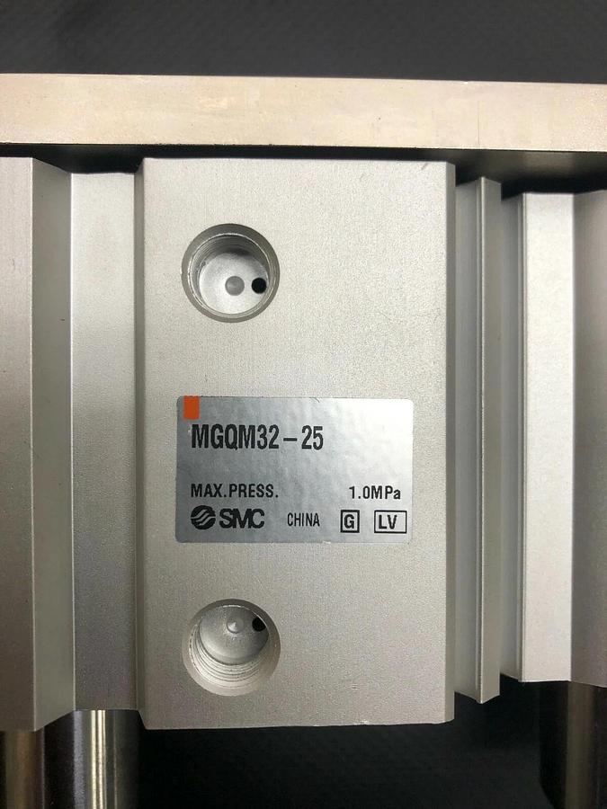 Used SMC MG32-25, MGQ Guided Cylinder w/ Stroke Guide
