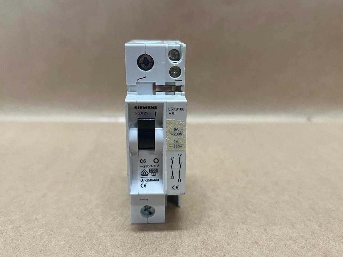 Used Siemens 5SX21 C6, C10, 230/400V Circuit Breaker - Lot of 2