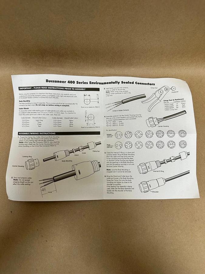 Used Bulgin Buccaneer 400 Cable Mount Connector - Lot of 5