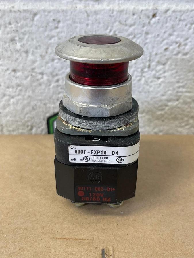 Used Allen-Bradley 800-FCP16 D4 Push-Pull Button, Illuminated, Ser T, 120V, 50/60Hz