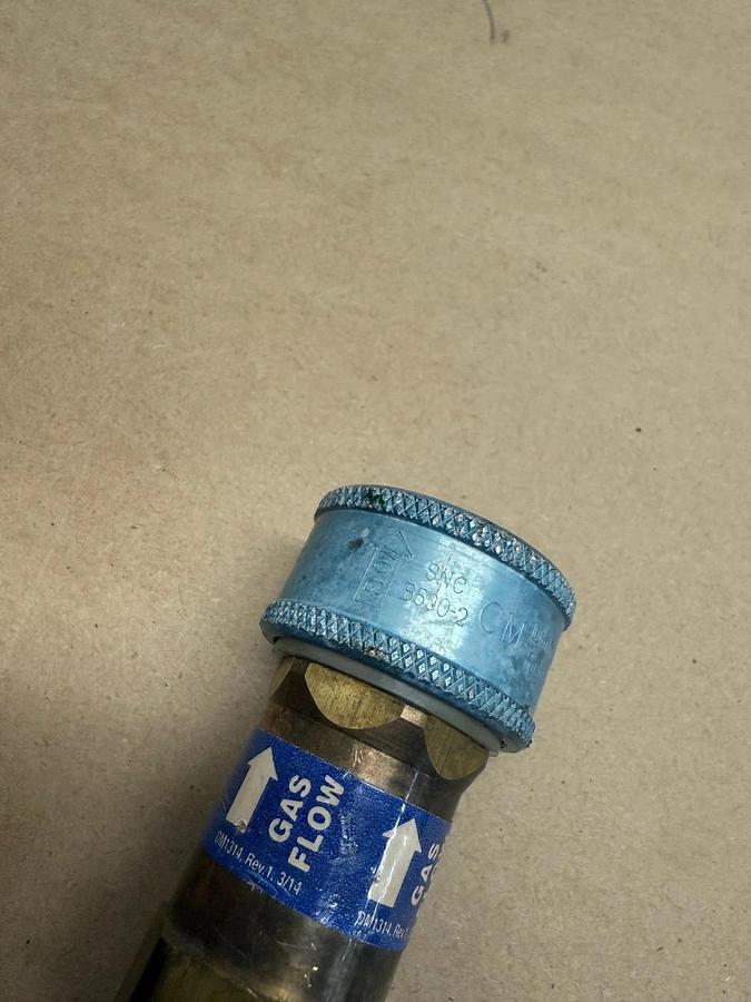 Used Dormont Blue Hose Gas Connector 1/2” Setup w Swivel, Valve, Snapfast SNC B5302