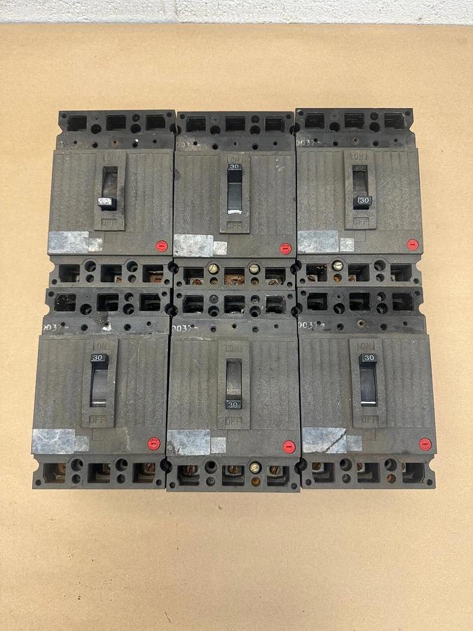 Used Circuit Breakers, 3 Pole, 30A, Lot of 6