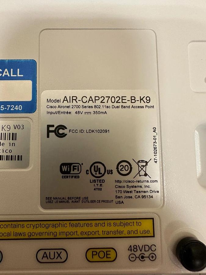 Used CISCO AIR-CAP2702E-B-K9 Wireless Access Port