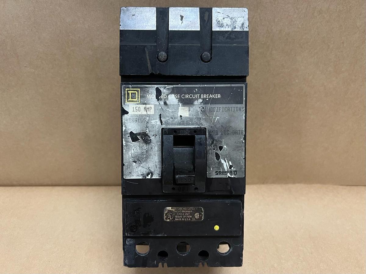 Used Square D KA36150 150A, 600V, J Pole Circuit Breaker, 3 Pole Unit PARTS