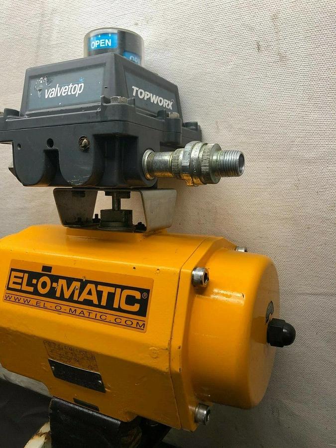 Used EL-O-MATIC ES0350.U2A03A.S27K30 Pneumatic Actuator w/ Flowserve 3” Valve