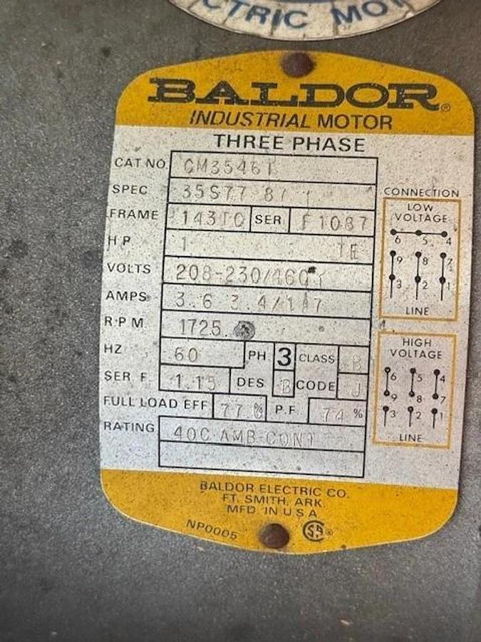 Used Industrial Screw Auger/ Conveyor 60" Long, Falk 5107 J25 7, Baldor CM35461