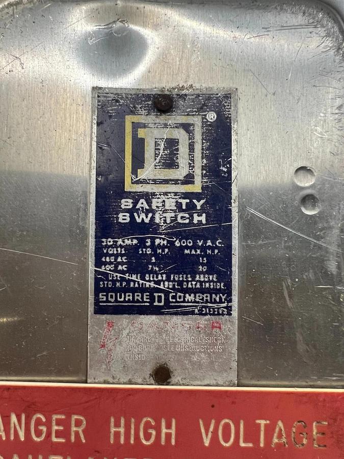 Used Square D H36IDS Safety Switch 30 A