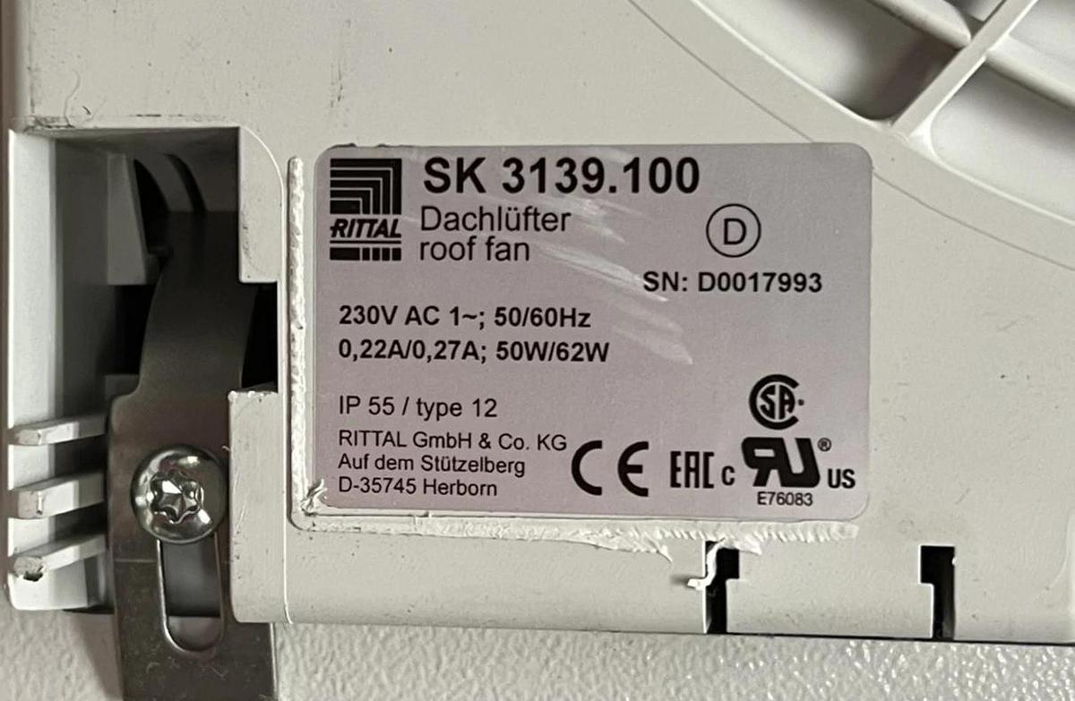 Used Rittal SK 3139.100 VFD Inverter Enclosure Assembly, SEW Brake Resistor BW147