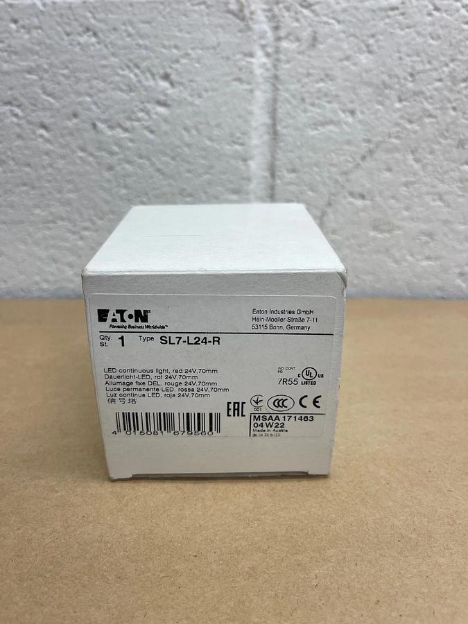 Used Eaton SL7-L24-R Continuous LED Light Red, 24V, 70mm *NEW*