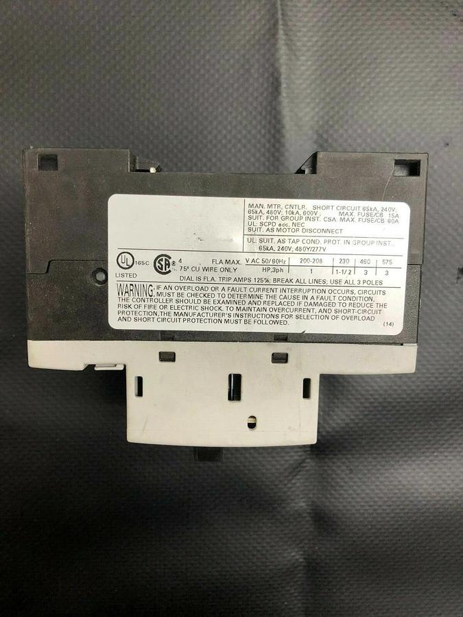 Used Siemens 3RV1011-1FA10 Manual Motor Starts (LOT of 6)