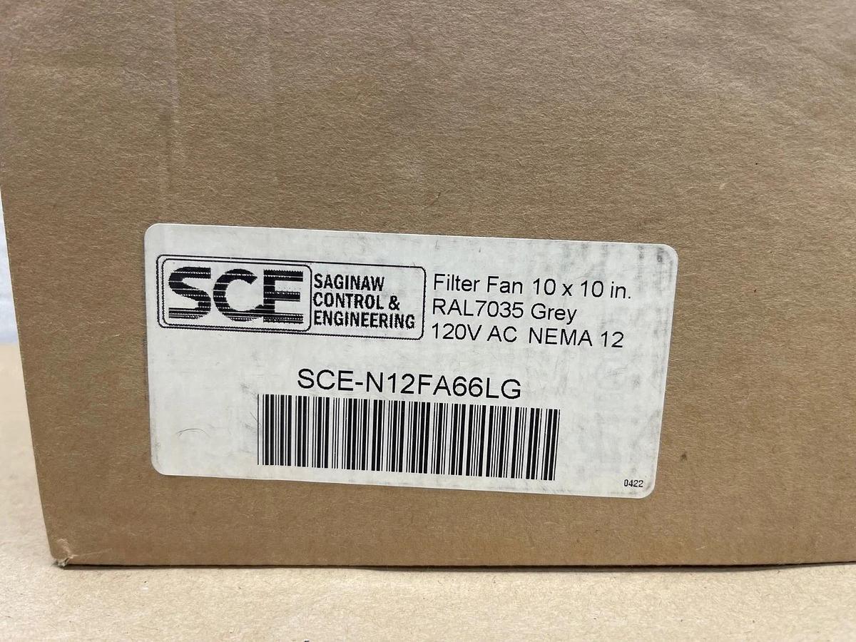 Used Saginaw Control & Engineering SCE-N12FA66LG Filter Fan 10”x10” RAL7035 Grey *NEW