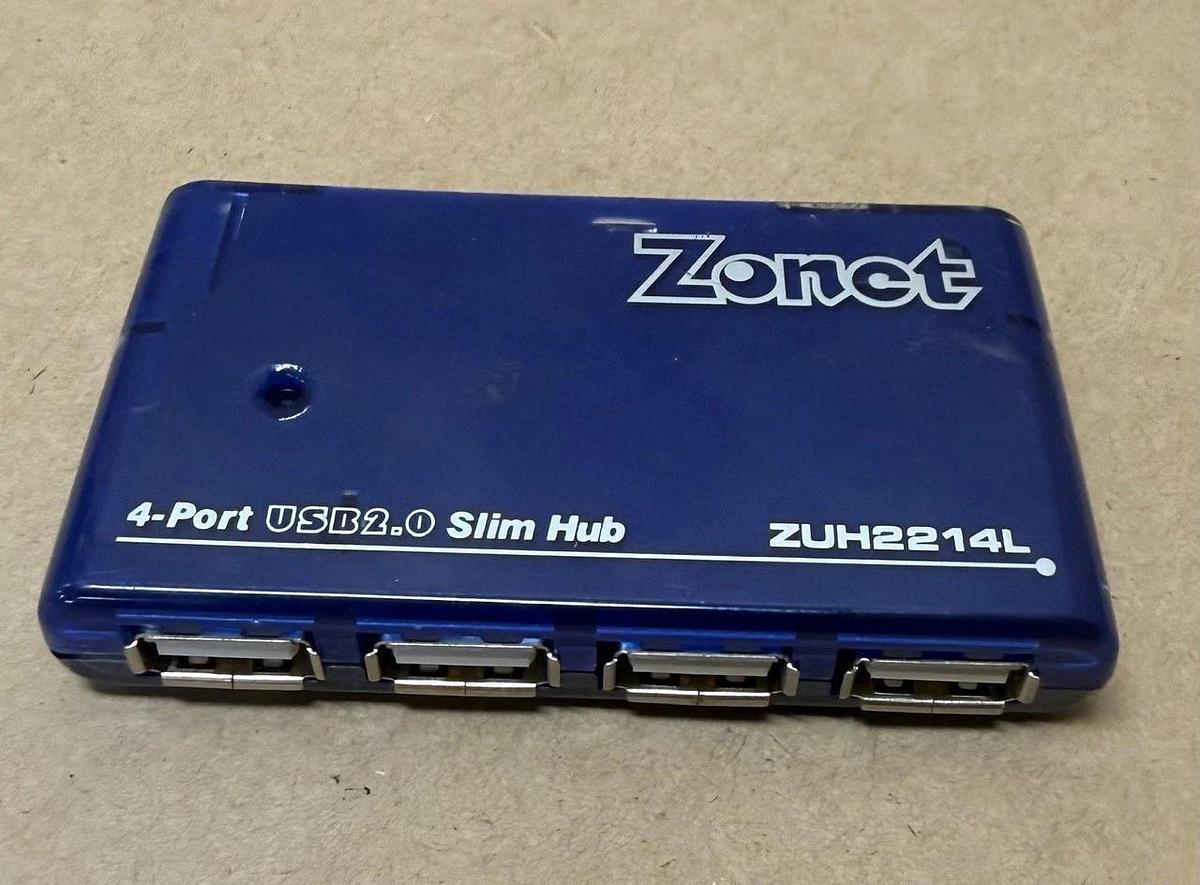 Used Zonet ZUH2214L 4-Port USB2.0 Slim Hub