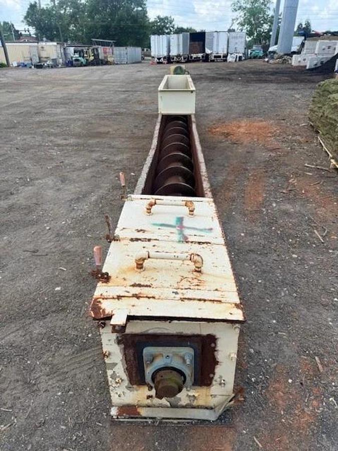 Used 27’ 3” Industrial Screw Conveyor 16” Stick, 17” Trough, 10Hp, 14.03:1 Gearbox