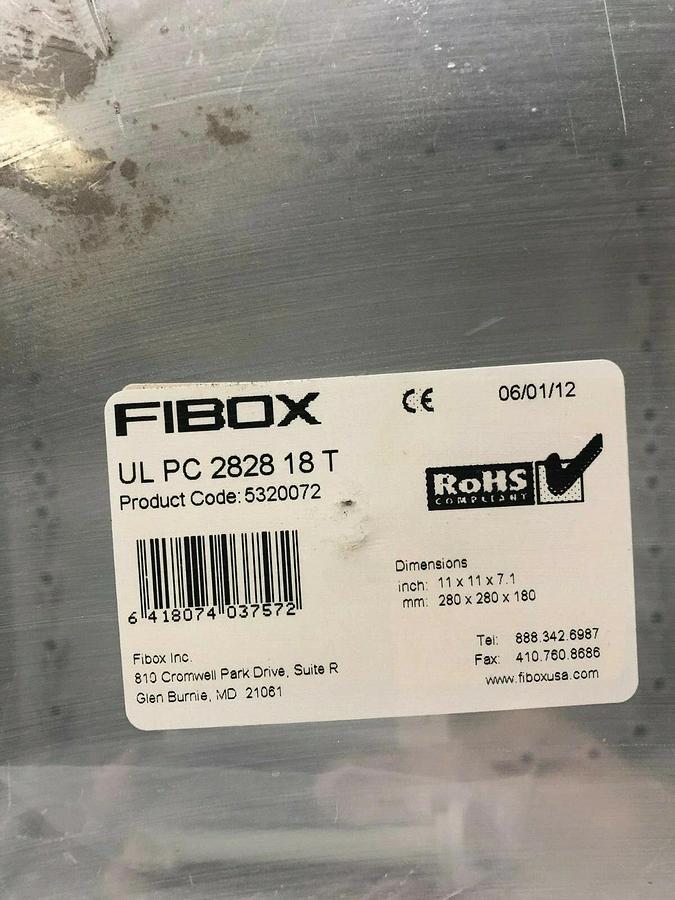Used Fibox UL PC 2828 18 T Polycarbonate Enclosure