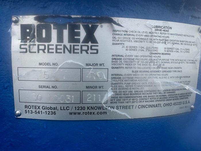 Used Rotex Model 50 Gearbox, Major WT: 410, Minor WT:211, SN:0-10031, Fr: 53285