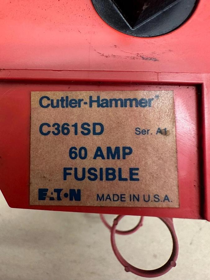 Used Cutler Hammer C361SD Disconnect Switch 60A Fusible