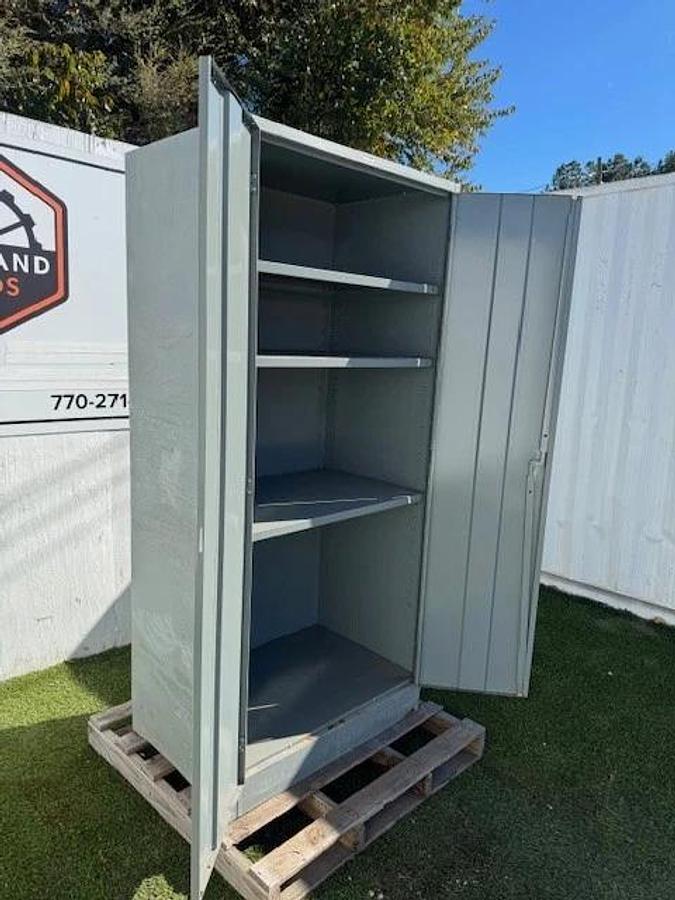 Used Hallowell 3-Shelf Storage Cabinet W:36” D:24” H:72” w/ Locking Handle, No Key