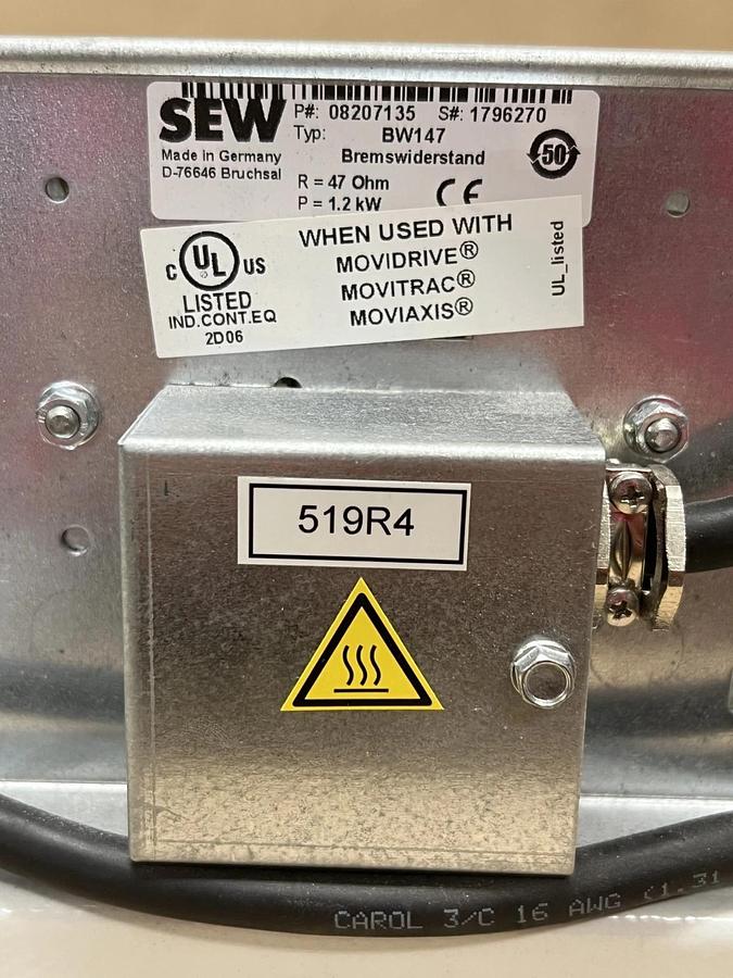 Used Rittal SK 3139.100 VFD Inverter Enclosure Assembly, SEW Brake Resistor BW147