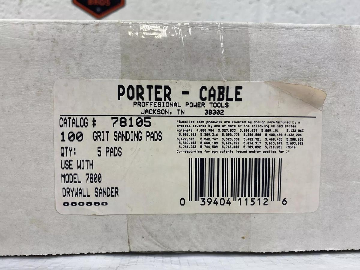 Used Porter Cable 78105 100 Grit Sanding Pads, 5 Pads Included