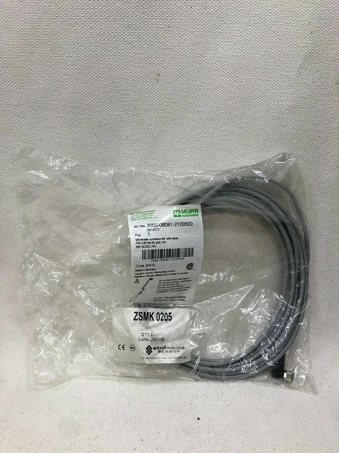 Murr Elektronik 7000-08081-2100500 M8 female connector w 5 m cable (LOT of 2)