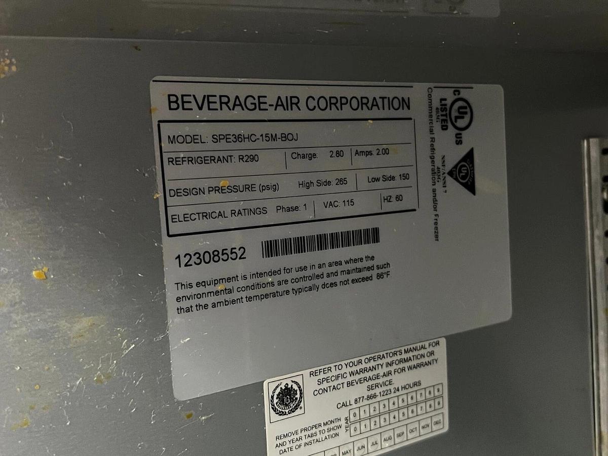 Used Beverage-Air Corp SPE36HC-15M-B0J 2 Door Fridge 1 Ph, 115VAC, 60Hz