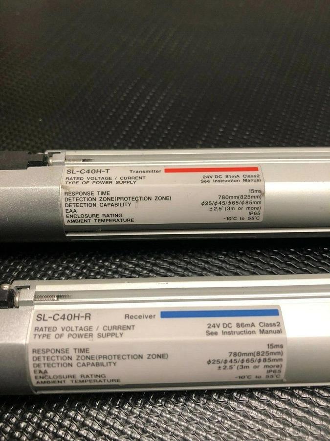 Used Keyence SL-C40-T Transmitter, SL-C40-R Receiver 24” Safety Light Curtain Sensor