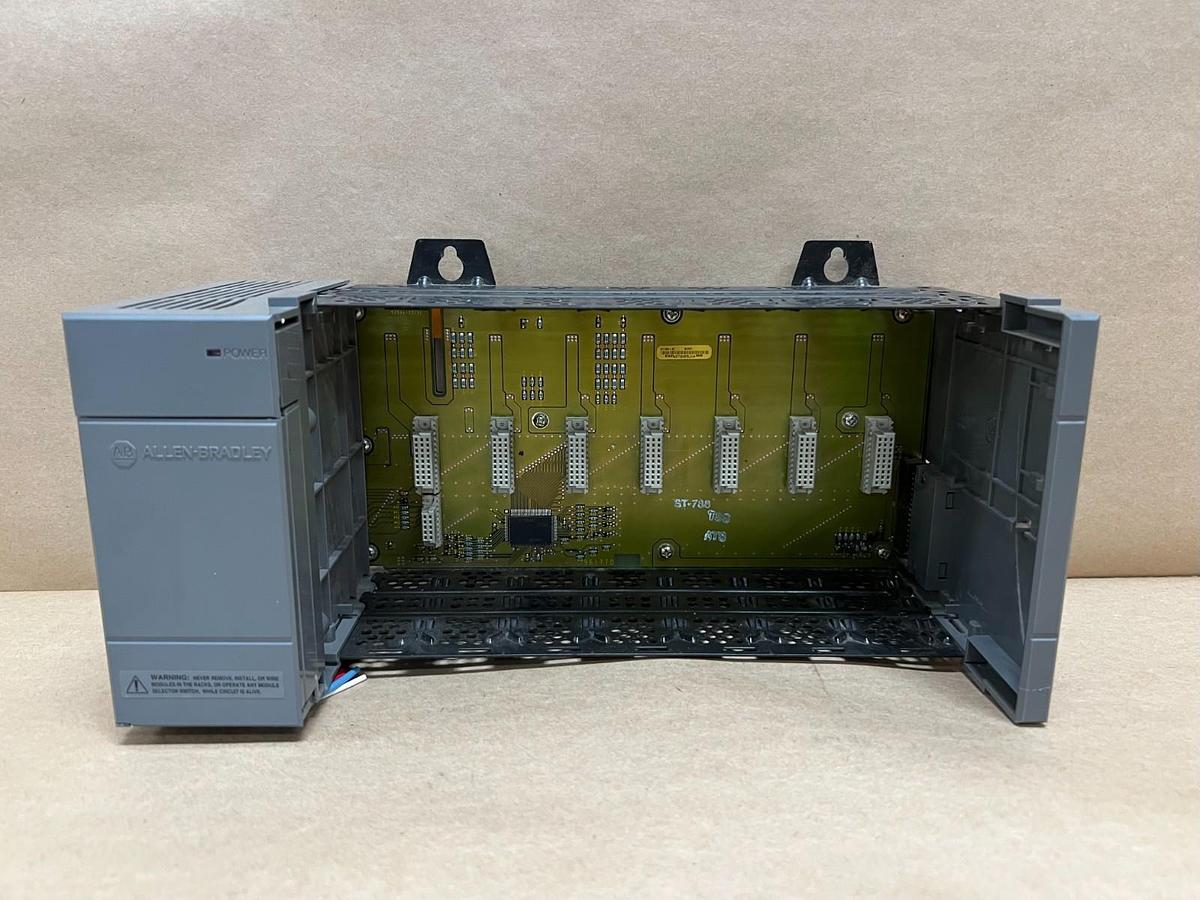 Used Allen Bradley 1746-P1 SLC 500, 7 Slot Power Supply (Broken End Cap) Chassis