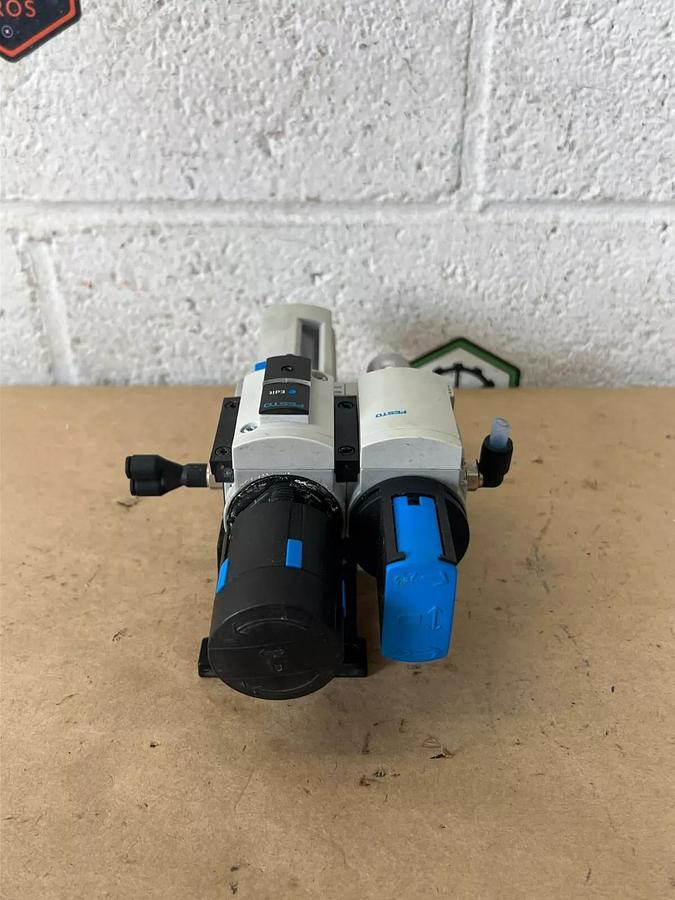 Used Festo MS4-LFR-1/8-D6-C-R-M-AD7-AS, MS4-EM1-1/8-S Pneumatic Filter Regulator