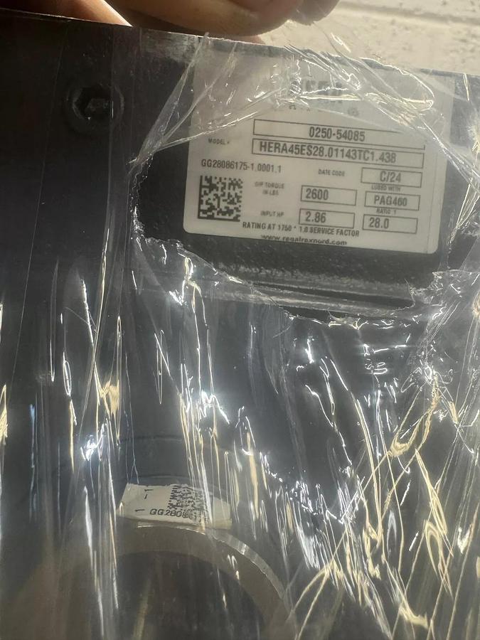 Used Regal/HubCity HERA45ES28.01143TC1.438 Worm Gear Reducer, 1750 RPM, 2.86 HP