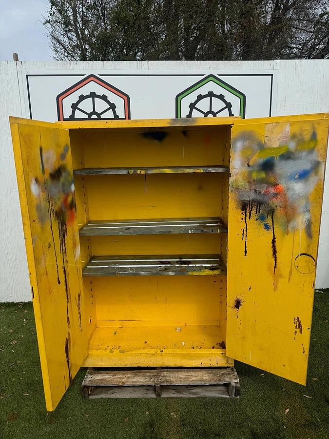 Used Justrite 25450 Flammable Liquid Storage Cabinet, 45 Gallon, 43”x 18” x 65”