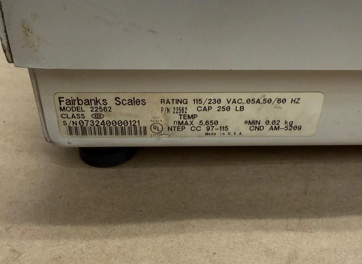 Used Fairbanks Scales 22562 Class II 250lb Capacity Roller Top Digital Shipping Scale