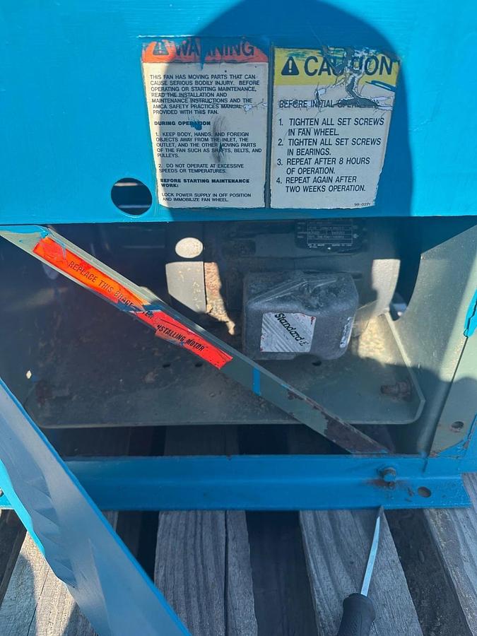 Used New York Blower 20-GI Top Horizontal CW 90, 1.5Hp @ 1740Rpm, 208-230/460V