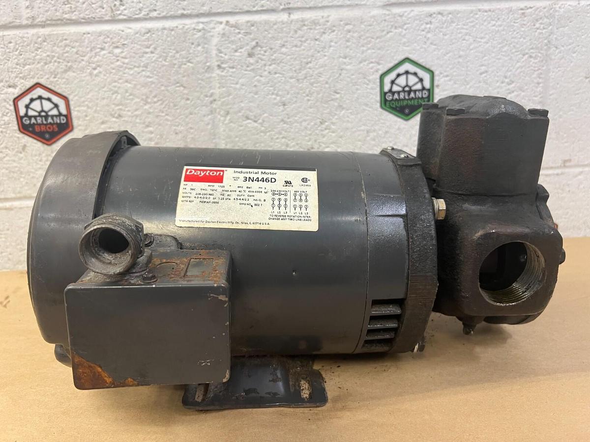 Used Dayton 3N446D 1Hp, 1725RPM, 3Ph, 60Hz Industrial Motor w/ Viking 1928298 Pump