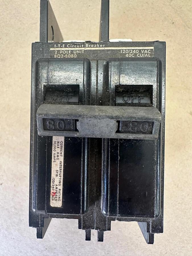 Used I-T-E Imperial Corp. BQ2-B080 2 Pole Circuit Breaker