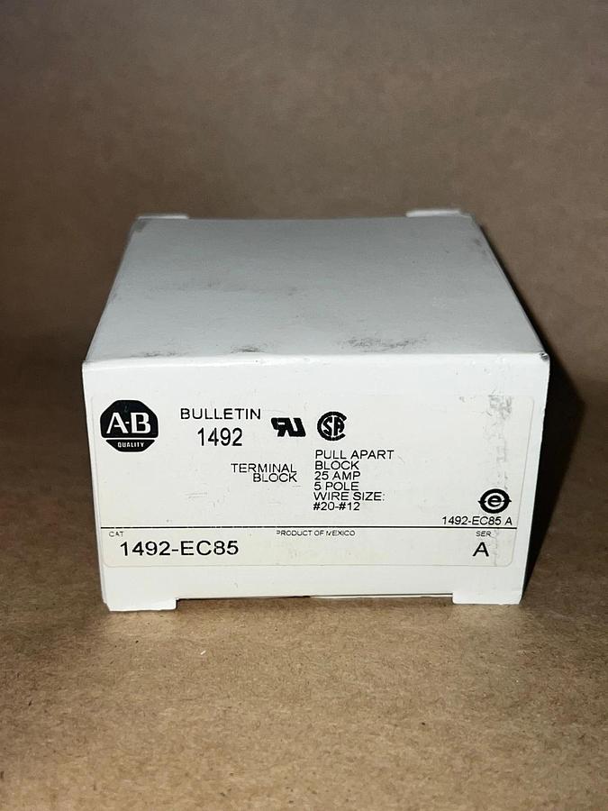 Allen Bradley 1492-EC85 Ser A Terminal Block Pull Apart Block 25A 5 Pole *NEW*