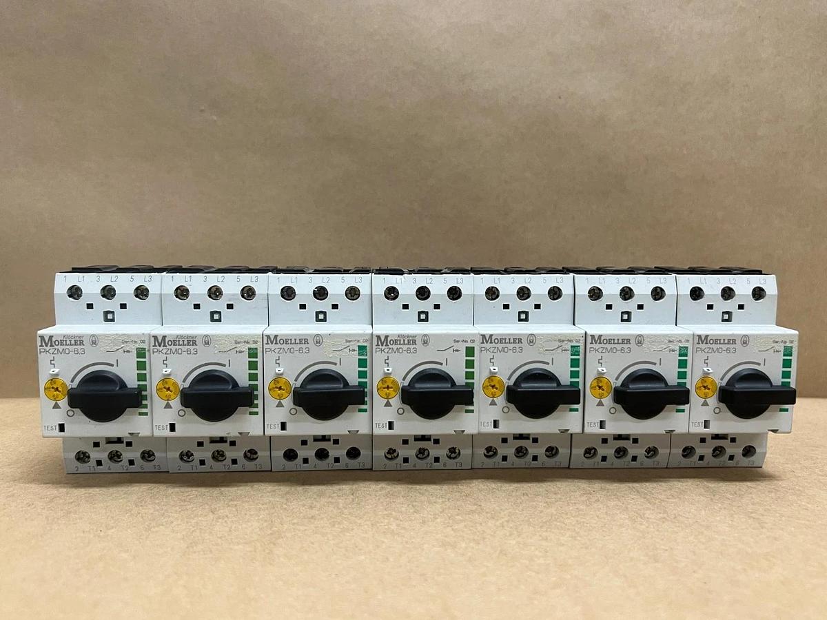 Used Moeller PKZM0-6.3 Motor Protective Circuit Breaker, 4.0-6.3A - Lot of 7